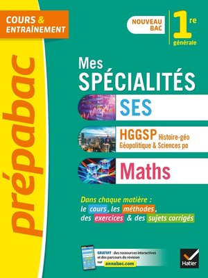 cover image of Prépabac Mes spécialités Maths, SES, Histoire-géo 1re générale